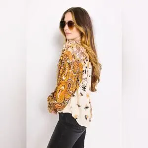 フリーピープル Free People Gemini Blouse レディース シャツ トップス Sand Combo Amazon.com: Free People Gemini Blouse for Women - Front
